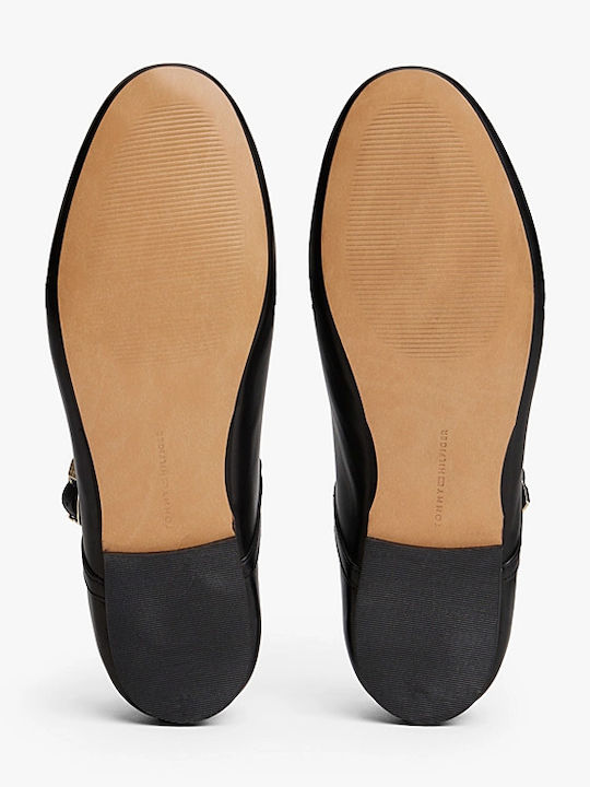 Leather Pointy Ballerinas Black