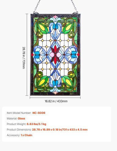 Vevor Hanging Handmade Wall Decor Made of Glass 29x17cm