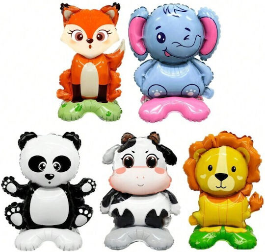 Baloane Metalizate Folie Flippy Mini Figuri Animale Model Leu Tematică Aniversări 39x58 Cm Ambalaj Individual Pai Inclus Umflare Aer Heliu Multicolor
