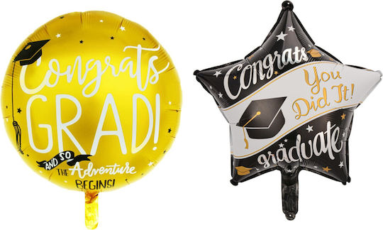 Set 2 Baloane Metalice Folie Flippy Formă Stea 45 Cm Balon 63x53 Cm Design Absolvire Ambalaj Individual Inclus Pai Umflare Aer Heliu Multicolor