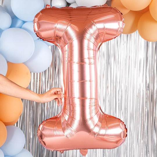 Baloane Litera Folie Metalică I Flippy 100 Cm Umflare Heliu Aer Ambalaj Individual Pai Inclus Rose Gold