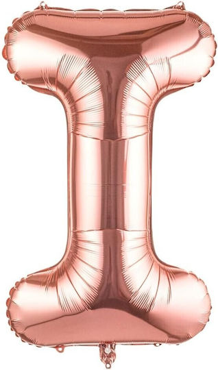 Baloane Litera Folie Metalică I Flippy 100 Cm Umflare Heliu Aer Ambalaj Individual Pai Inclus Rose Gold