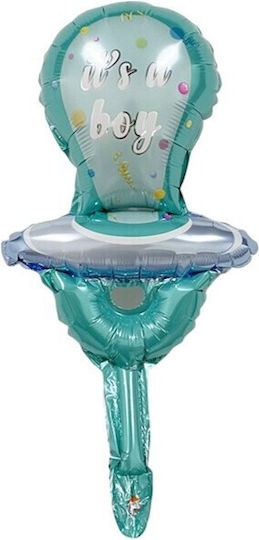 Baloane Metalizate Folie Flippy Mini Figurină Suzeta Model Tematică Revelarea Genului Bebelușului 23x50 Cm Ambalaj Individual Pai Inclus Umflare Aer Heliu Albastru