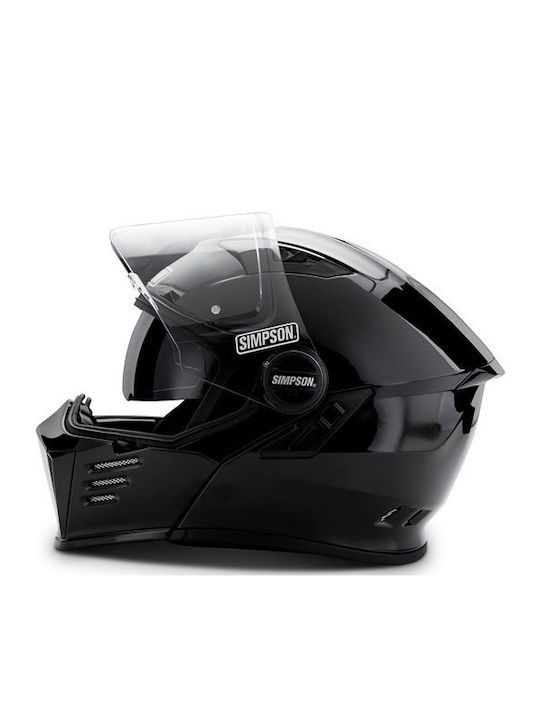Simpson Darksome Black Metal Κράνος Μηχανής Flip-Up ECE 22.06 1400gr με Pinlock και Sunvisor