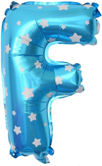 Baloane Litera F Folie Metalizată Flippy 40 Cm Print Stea Umflare Heliu Aer Ambalaj Individual Pai Inclus Albastru
