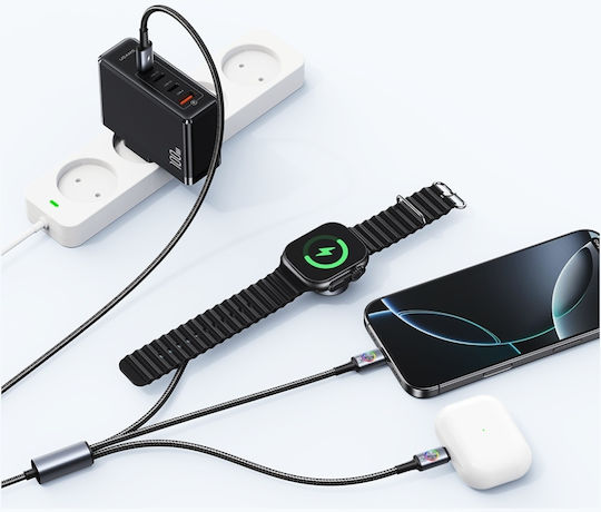 Usams Huan Series SJ754 72W USB-C to USB-C Cable + USB-C + Wireless Charger Watch Tarnish