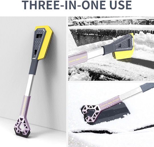 Răzuitoare de Zăpadă Auto cu Două Capete Flippy Universal pentru Îndepărtarea Zăpezii de pe Mașină Mâner Lung Ergonomic Detasabil pentru Geamuri și Caroserie Ușor de Folosit 67x12,5 cm Mov