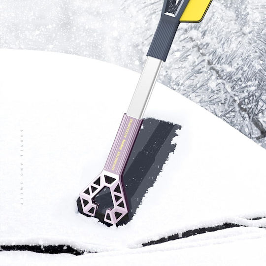 Răzuitoare de Zăpadă Auto cu Două Capete Flippy Universal pentru Îndepărtarea Zăpezii de pe Mașină Mâner Lung Ergonomic Detasabil pentru Geamuri și Caroserie Ușor de Folosit 67x12,5 cm Mov