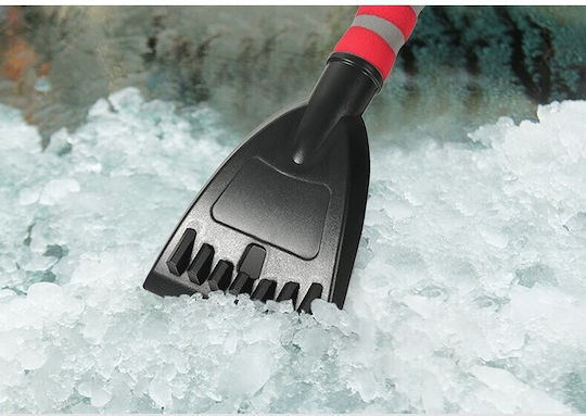 Perie Răzuitoare de Zăpadă și Gheață Auto Flippy Multifuncțională Rotativă Detasabilă Mâner Antiderapant Aluminiu Plastic Spargător de Gheață Pentru Parbriz Soluție de Iarnă Dezghețare 54x10.5x27 cm Roșie