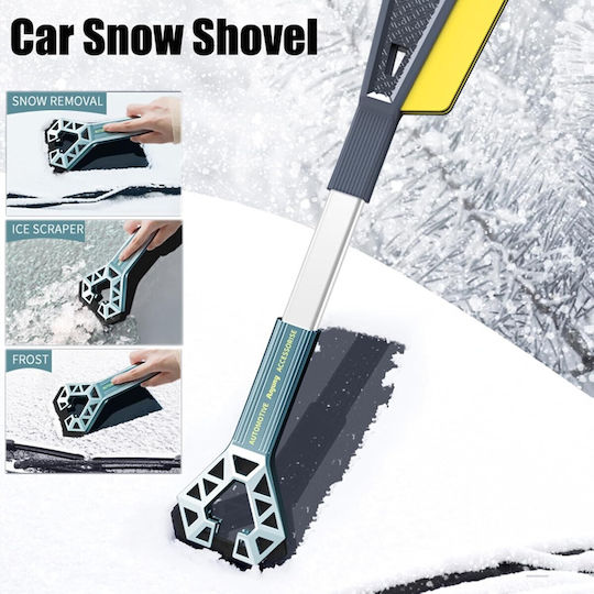 Răzuitoare de Zăpadă Auto cu Două Capete Flippy Universal pentru Îndepărtarea Zăpezii de pe Mașină Mâner Ergonomic Detasabil Geamuri Caroserie Ușor de Folosit 61x12.5 cm Albastru
