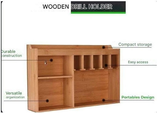 Electric Tool Organizer Toolzilla Wall-mounted 5 Hanging Slots Solid Wooden Tool Storage Garage Workshop Storage 1buc TOOL-000030