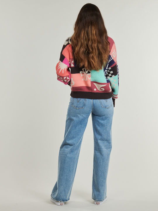 Short Women's Knitted Cardigan with Buttons Pink