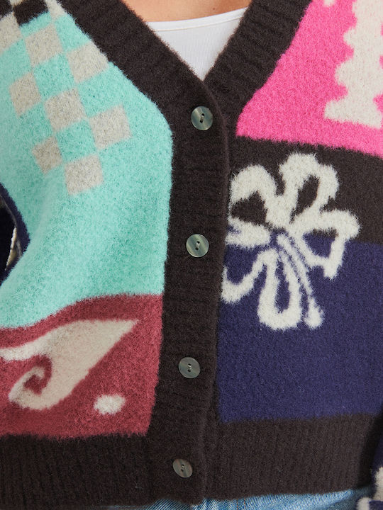 Short Women's Knitted Cardigan with Buttons Pink