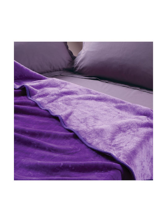 Das Home Κουβέρτα Βελουτέ Purple 160x220εκ.