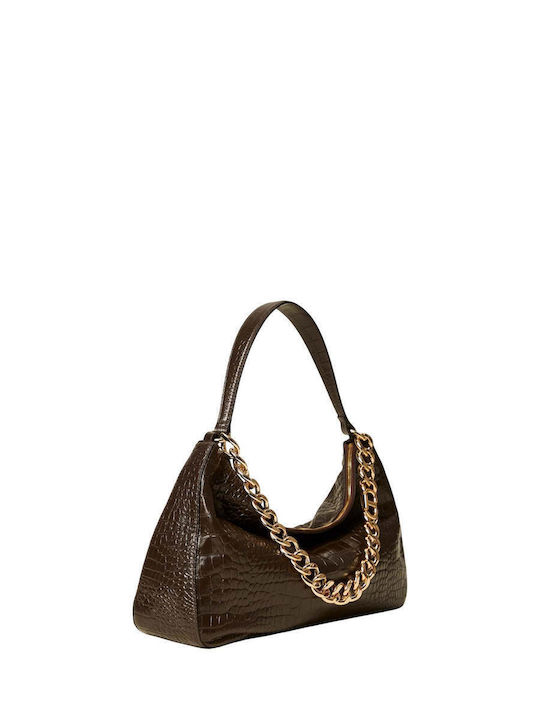 Set aus braunem Leder Croco Hobo-Tasche für Damen
