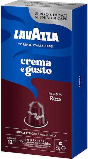 Lavazza Kapseln Machiatto Crema E Gusto Ricco Kompatibel mit Maschine Nespresso 10Mützen