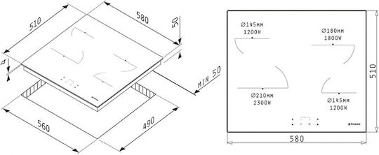 Pyramis PHC61430IFB Κεραμική Εστία Αυτόνομη 58x51εκ.