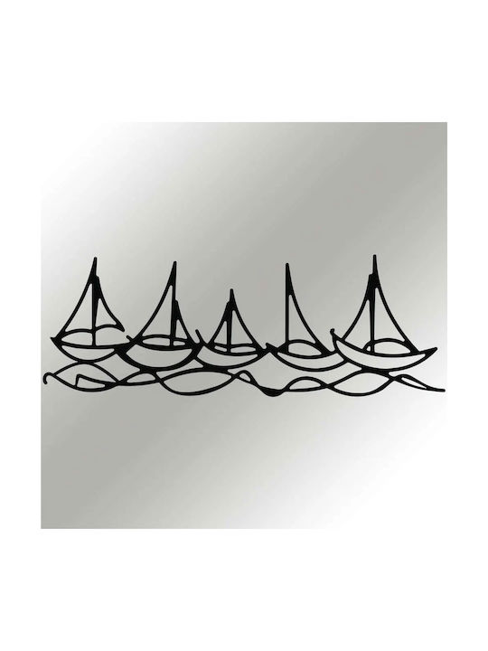 Wallity Decorațiune Siluetă Ships In Water Neagră Din Metal 68x24cm
