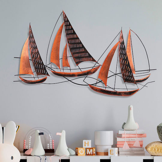 Διακοσμητικό Τοίχου Barbaros 930dyu1277 125x4x74cm Black-copper Wallity Μέταλλο