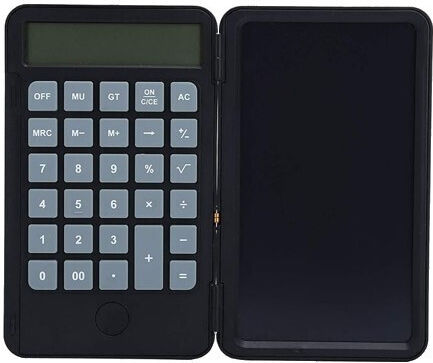 Calculator Reîncărcabil de Mână cu Tablă de Scris Flippy Calculator Portabil Ecran LCD Afișaj 12 Cifre Ecran 15 Cm Culoare Neagră