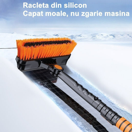 Flippy Lopată de Zăpadă 3 În 1 Cu Perie Răzuitoare Rotativă Telescopică Detasabilă Din Aluminiu Material ABS 100 X 25 Cm Negru