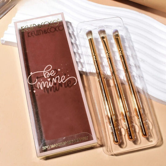 Set 3 Pensule De Machiaj Flippy Portabile Pentru Fard De Pleoape Păr Sintetic Moale Auriu 16.5x6.5x1.6 Cm