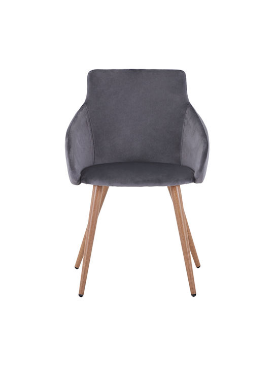 Ivy Dining Room Velvet Armchair Grey 55x55x80cm 2pcs