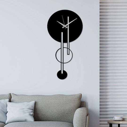 Wallity Ceas de Perete Metalic Negru 96x49cm
