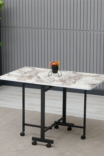 Правоъгълена Трапезария За кухня Сгъваемо с Мраморен Плот White, Marble 110x70x72бр