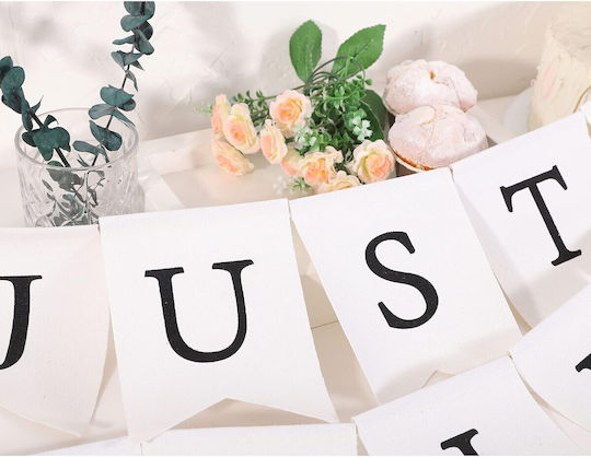 Banner Decorativ Flippy Design Just Married Tematică Nuntă Negru-alb