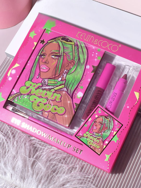 Set 4 Produse de Machiaj Kevin Coco Green Cool Girl 18 Culori 20.5 X 18.2 X 2.2 Cm
