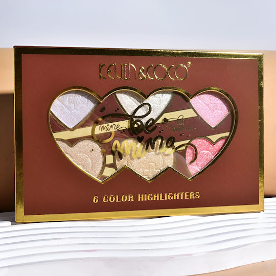 Paletă Highlighter Flippy 6 Nuanțe Be Mine Culori Calde Dreptunghiulară 140 G Durată de Valabilitate 24 Luni 17.4x11.5x1.3 Cm Variantă B Rose