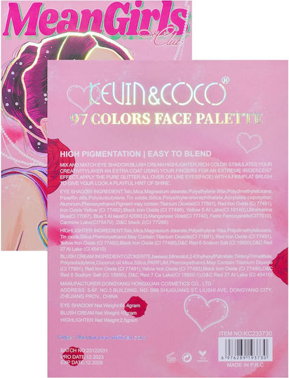 Set Machiaj Kevin Coco Mean Girl Rose Fard de Pleoape Iluminator Blush Cremă 97 Culori 21 X 15.7 X 2.4 Cm