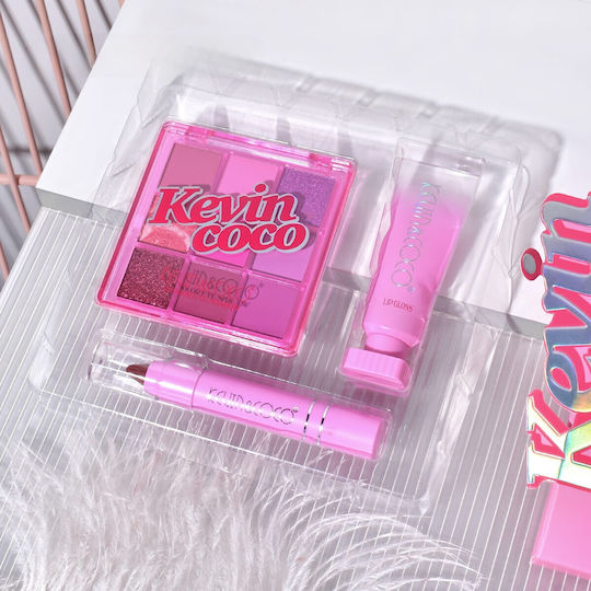 Set Machiaj 3 Produse Kevin Coco Roz Ice Star 9 Culori 15.5 X 13 X 3.4 Cm