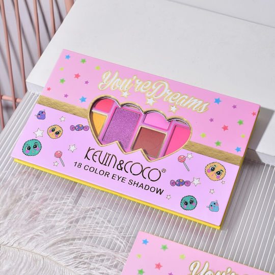Palete de Machiaj Kevin Coco Candy Star Fard de Pleoape 18 Culori 19.3 X 12 X 1.4 Cm