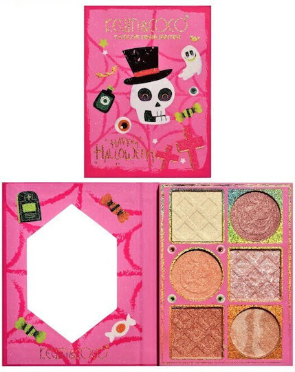 Paletă Highlighter Flippy 6 Nuanțe Halloween Culori Calde Dreptunghiulară 160g 24 Luni Termen de Valabilitate 17.4x11.5x1.3 Cm Variantă B Nude-rose