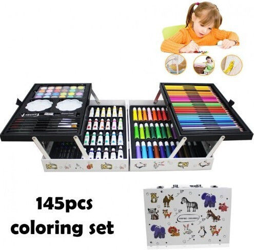 Painting Set in Case Colouring Set with Suitcase 144pcs 34x23cm 144pcs