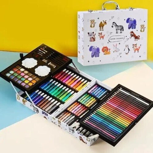 Painting Set in Case Colouring Set with Suitcase 144pcs 34x23cm 144pcs