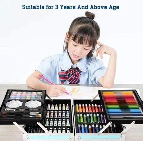 Painting Set in Case Colouring Set with Suitcase 144pcs 34x23cm 144pcs