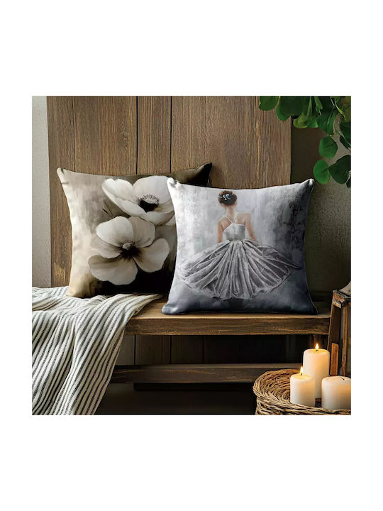 Borea Sofa Cushion Printed Design Made of 100% Cotton Design 95 45x45 cm