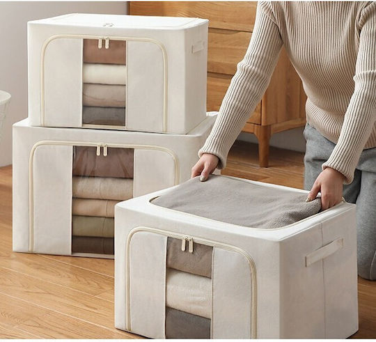 Stoff Aufbewahrungshülle für Kleidung in Beige Farbe 50x40x33cm 1Stück