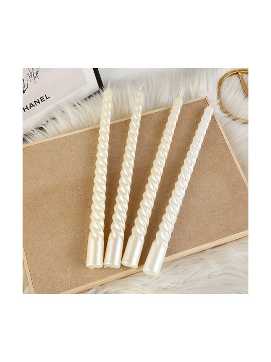 Lumânare Decorativă Conică Albă 205gr 4 Bucăți