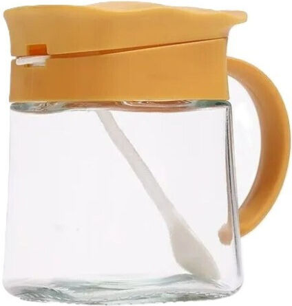 Βάζο για Ζάχαρη με Καπάκι Γυάλινο Κίτρινο 180ml