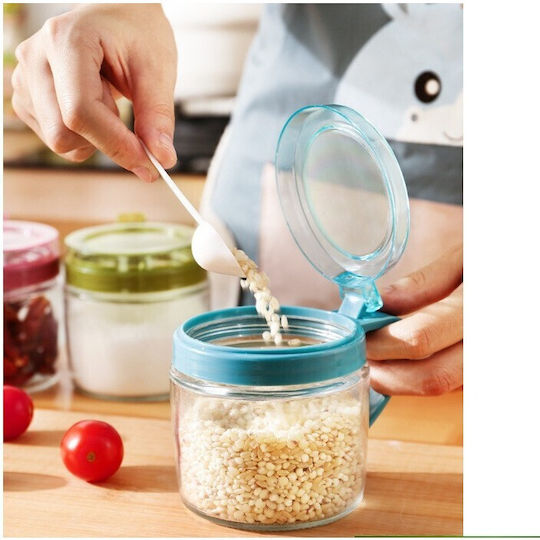 Glass Sugar Jar with Lid Blue 180ml