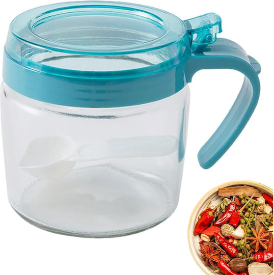 Glass Sugar Jar with Lid Blue 180ml