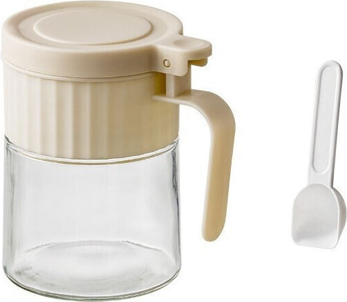 Βάζο για Ζάχαρη με Καπάκι Γυάλινο Λευκό 180ml