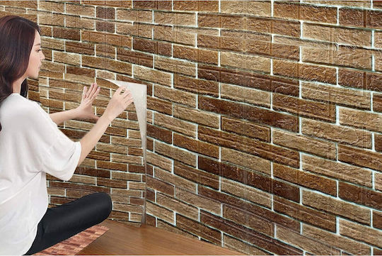 3D Wall Panels from PVC Adhesive Brown 70x77cm 10 Pieces