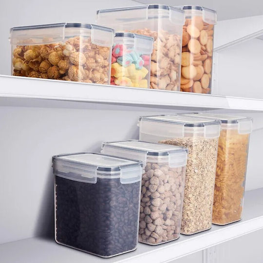 Set 8 Bucăți Casete Cereale Cu Capac Plastic Transparent 1400ml 8 Bucăți