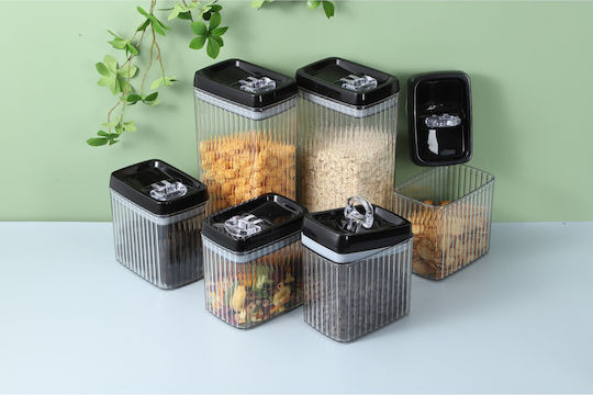Set of 5 Cereals Jars with Plastic Transparent Lid 1500ml Pieces