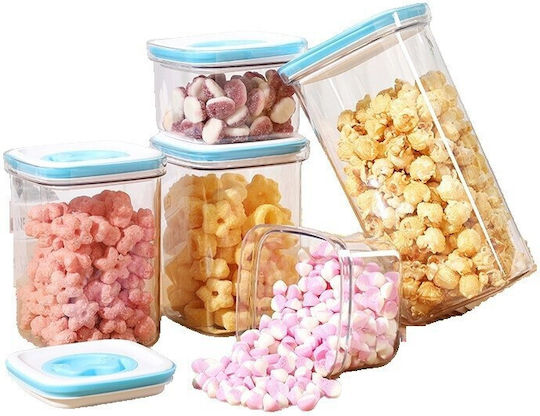 Set 5 Stück Getreidegläser mit Kunststoffdeckel Transparent 600ml